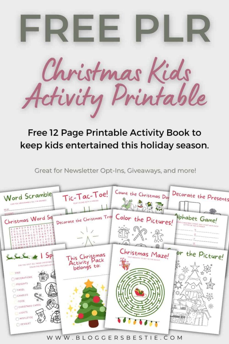 Free PLR: Kids Christmas Activity Book Printable