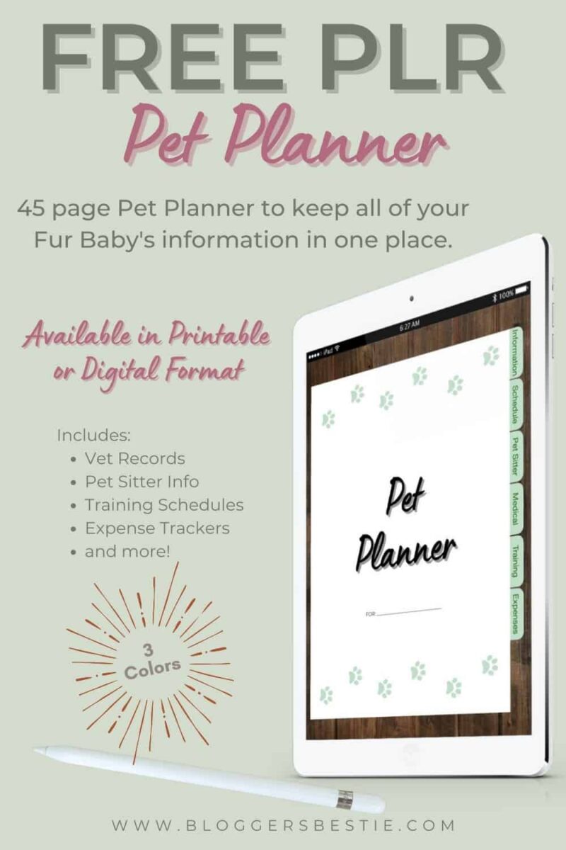 Free PLR: Pet Planner Printables and Digital Planners